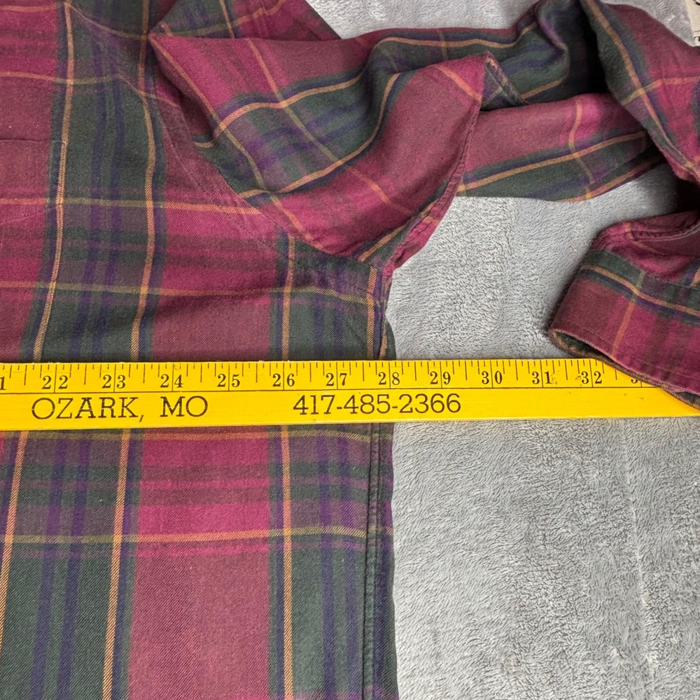 Polo Ralph Lauren Flannel Shirt Mens XL Burgundy Plaid Vintage Cotton Button Up - Picture 7 of 9